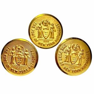 3 Antique Gold Plate Waterbury New York Health Dept Victorian Uniform Buttons 1”